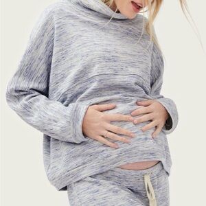 Hatch Maternity Funnel Neck Sweatshirt Blue Heather Size 4/XL Casual Athleisure